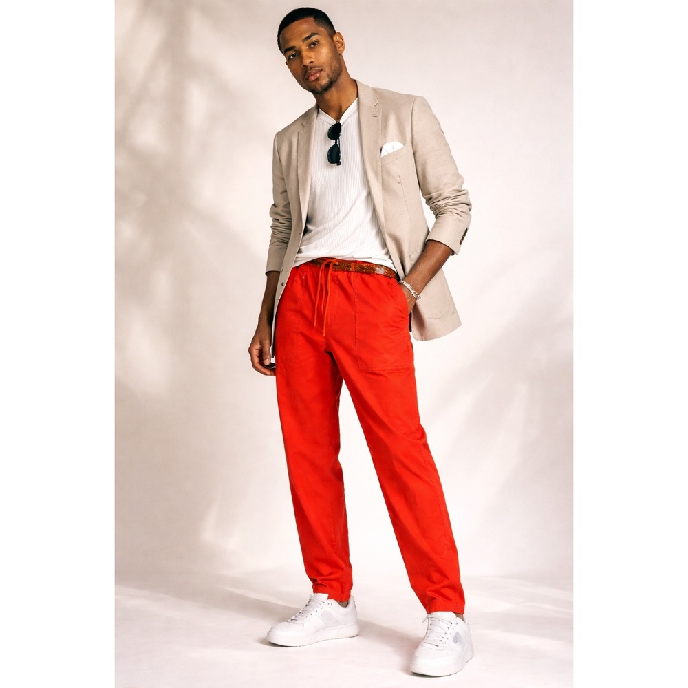Lululemon Lab Mens XL Rust Orange Drawstring Straight Leg Utility Pants Travel